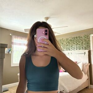 Forever 21 Blue Fitted Sleeveless Crop Tank Top